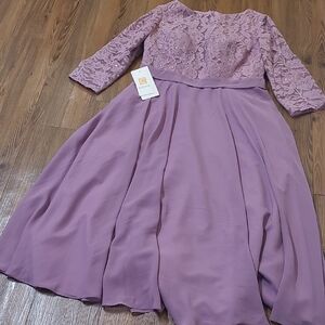 Girls Lace Bodice Formal Dress in Mauve Pink